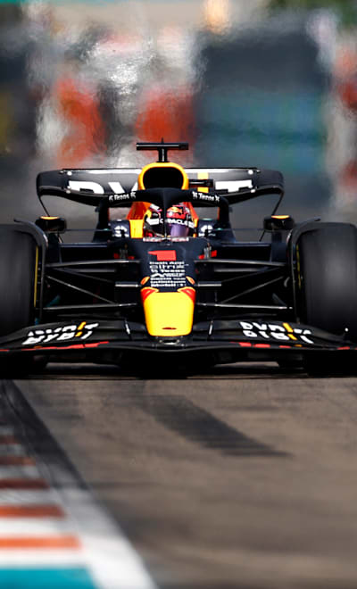 Max Verstappen of the Netherlands driving the (1) Oracle Red Bull Racing RB18 on track during the F1 Grand Prix of Miami at the Miami International Autodrome on May 08, 2022 in Miami, Florida. 