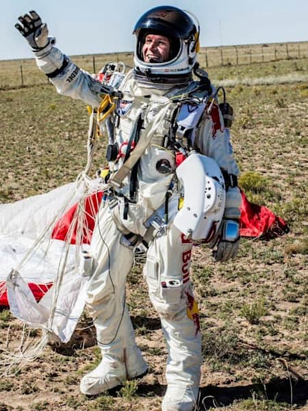 Felix Baumgartner after Red Bull Stratos landing