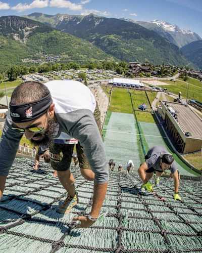Participants perform during the Red Bull 400 in Courchevel, France on June 10, 2017.