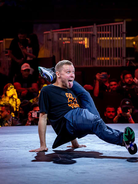 Killa Kolya of Kazakhstan competes during the Red Bull BC One World Final at the National Sports Club of India (NSCI) in Mumbai, India on November 9, 2019.