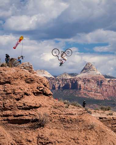 Robin Goomes rides during women’s finals at Red Bull Rampage in Virgin, Utah, USA on October 8, 2026.
