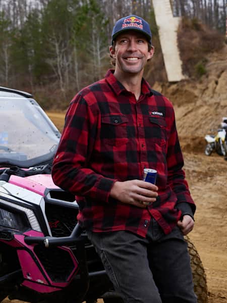 Travis Pastrana poses for a portrait during filming of his Discover Your Wiiings segment at his home, Pastranaland, in Annapolis, MD, USA on November 22, 2020.