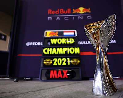 Max Verstappen of Red Bull Racing Honda at the Abu Dhabi Grand Prix on December 12, 2021.
