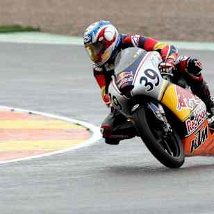 Luis Salom racing at the Rookies Cup Test in Valencia 2008
