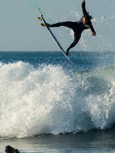 Surfer Jordy Smith performs a Frontside Air at the world-famous Lower Trestles break in San Clemente, California.