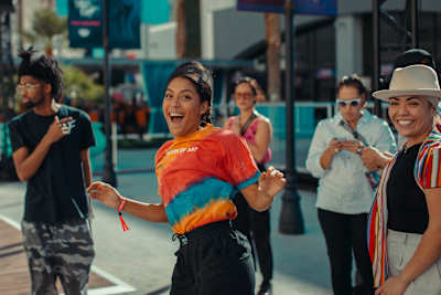 Lily smiles and dances for photo at Dance Your Style USA Finals in Las Vegas, Nevada on September 28, 2019