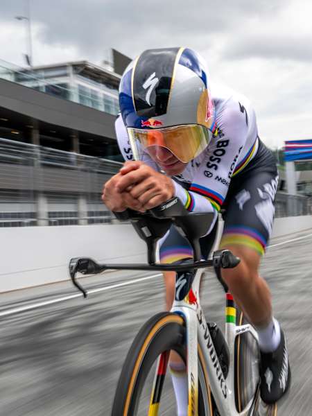 Remco Evenepoel riding on the Red Bull Ring