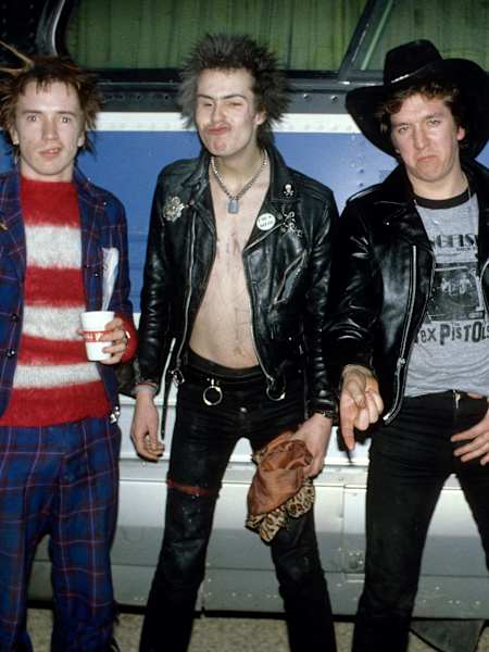 UK punks the Sex Pistols, and band members Johnny Rotten, Sid Vicious, Paul Cook and Steve Jones, typified the birth-of-UK-punk look.
