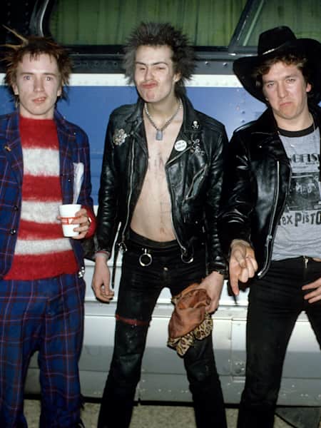UK punks the Sex Pistols, and band members Johnny Rotten, Sid Vicious, Paul Cook and Steve Jones, typified the birth-of-UK-punk look.