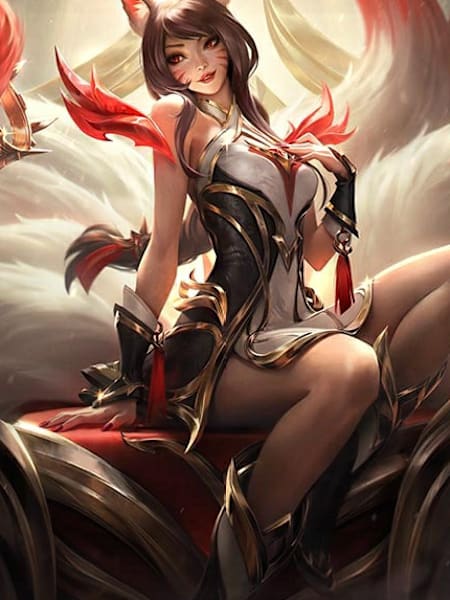 Illustration officielle d’Ahri, l’une des champions emblématiques de League of Legends.