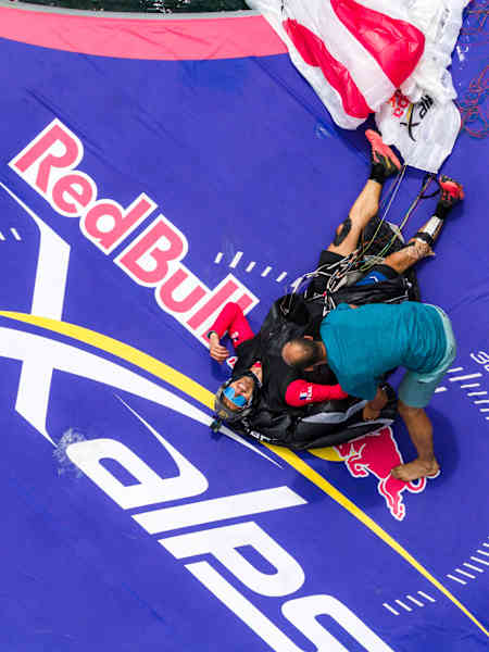 Damien Lacaze (FRA1) after completing Red Bull X-Alps 2025