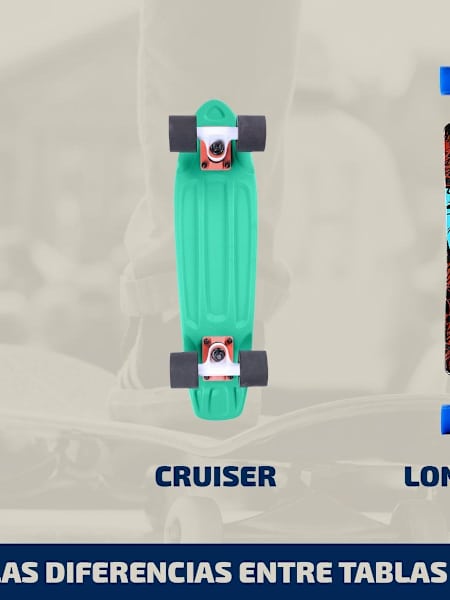 Infografía: diferencias entre tabla de skate, cruiser y longboard