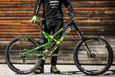 'Shark attack' Jack Moir (he survived a shark attack surfing in Australia and has the scars to prove it) posing with his custom