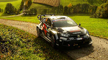 In Passau, Germany, Kalle Rovanperä and Jonne Halttunen of Toyota Gazoo Racing WRT tear through the countryside during the 2025 Red Bull World Rally Championship CER.