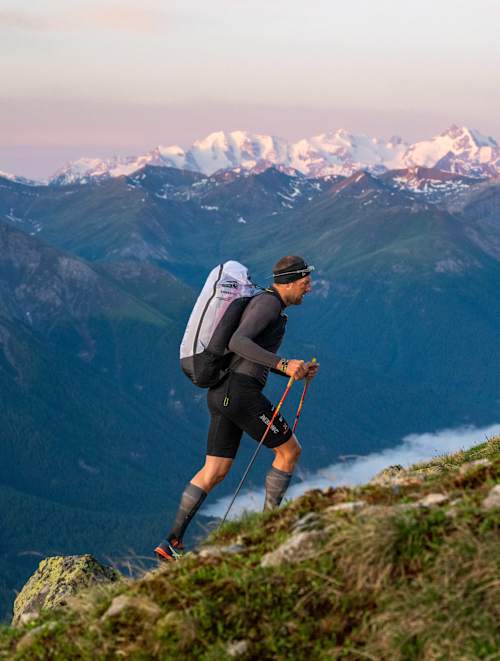 Christian Maurer hiking during Red Bull X-Alps 2025