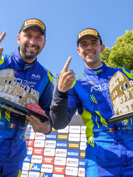 Guglielmetti and Dapra celebrate winning Rally di Roma Capitale