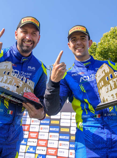 Guglielmetti and Dapra celebrate winning Rally di Roma Capitale