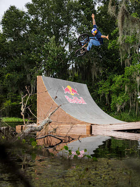 Broc Raiford rides a custom floating BMX course in Louisiana