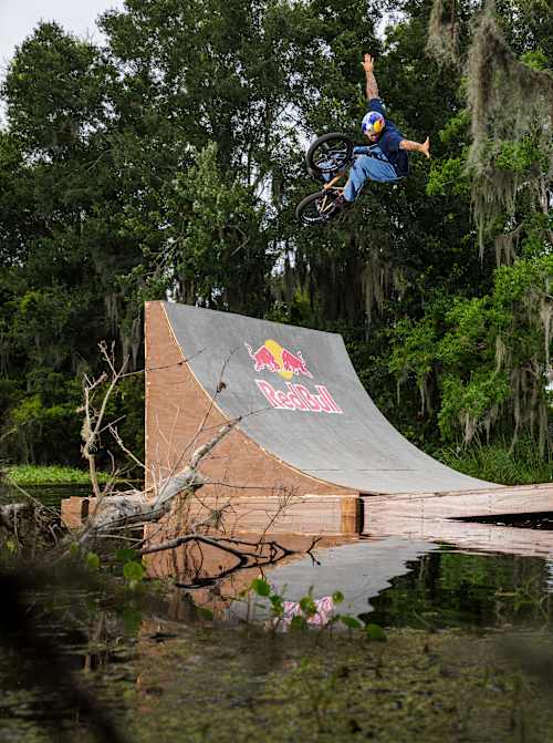Broc Raiford rides a custom floating BMX course in Louisiana