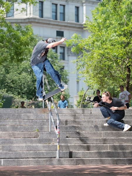 Alex Sorgente skating at the Brooklyn Banks