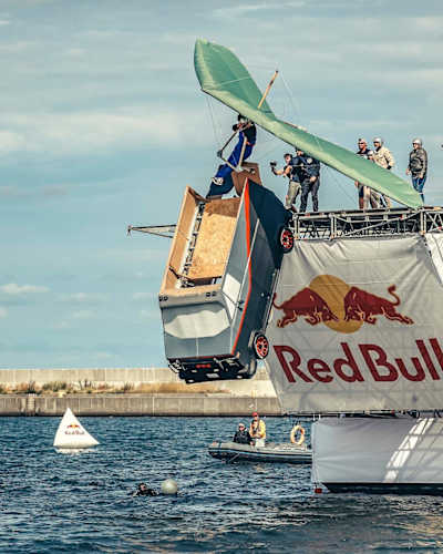 A craft falls into the water at Red Bull Flutag 2019, Gdynia, Poland