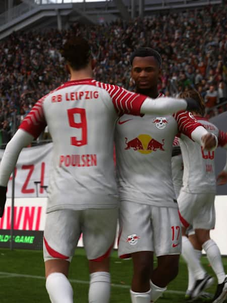 RB Leipzig players cheer in EA FC 24.