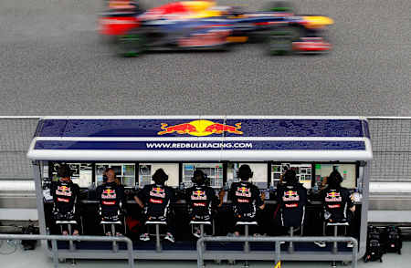 Sebastian Vettel races in the Sepang Grand Prix