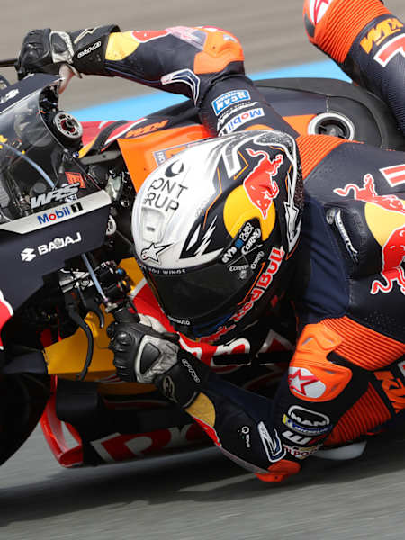 Pedro Acosta en action lors d'un Grand Prix de MotoGP.