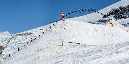 Mathilde Gremaud doing the first-ever woman Switch Double Cork 14 in Saas Fee, Switzerland on September 14, 2020.