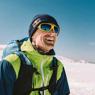 Veselin Ovcharov poses for a portrait in Vitosha Mountain, Bulgaria on March 26, 2021