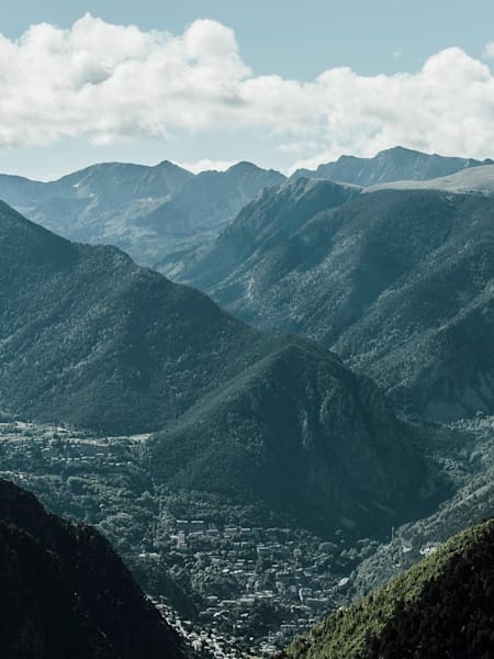 Views over the Pyrenees from Vallnord, Andorra at Rd 3 of the 2017 UCI XCO World Cup on June 30, 2017.