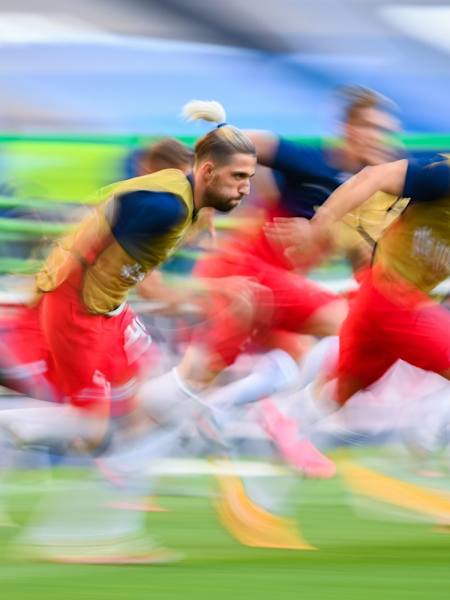 Aquecimento dos jogadores do RB Leipzig