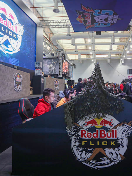 Image of players taking part in the Red Bull Flick CS:GO tournament.