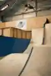 Kieran Reilly practices a flair trick at Asylum Skatepark in Nottingham, England.