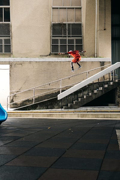 Zion Wright Lipslides a handrail in Taiwan.