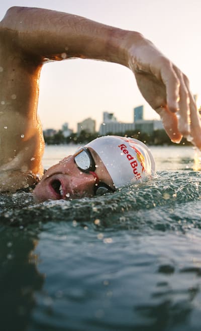Triathlete Kristian Blummenfelt is seen during practice in Bahrain.