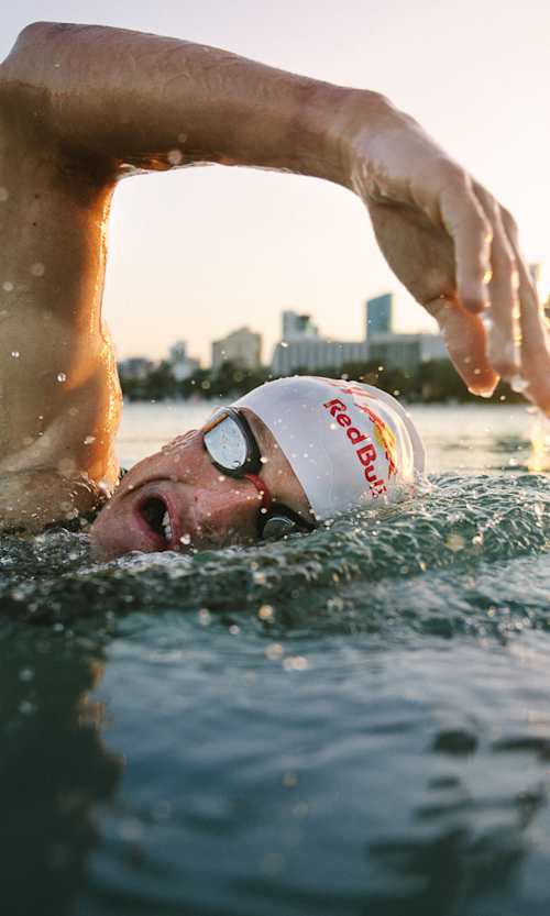 Triathlete Kristian Blummenfelt is seen during practice in Bahrain.