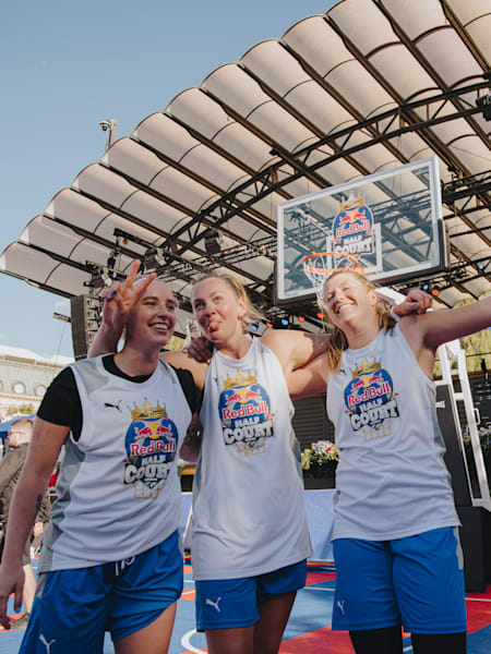 Participants play basketball at Red Bull Half Court, Stockholm, Sweden, on June 18, 2022.