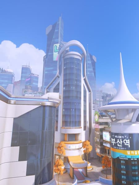 Screenshot of the Busan map from Overwatch.