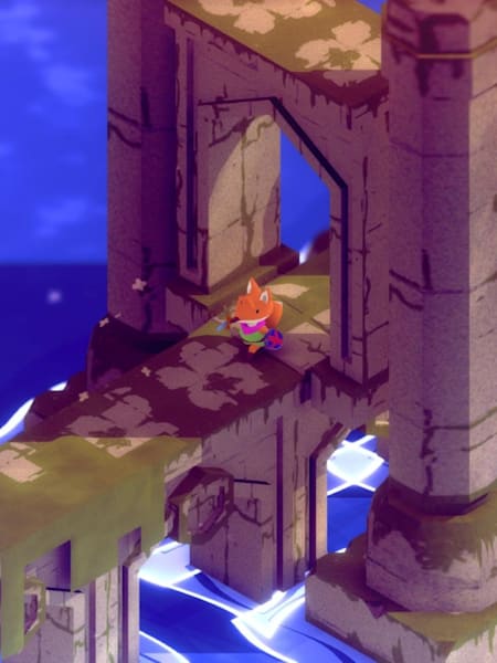Una captura de pantalla del personaje principal que explora en el próximo videojuego Tunic.