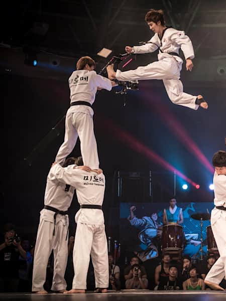 Competitor performs during Red Bull Kick It in Seoul, South Korea on August 30th, 2014.