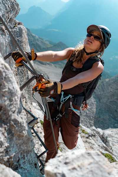 Ascending the Via Ferrata Face