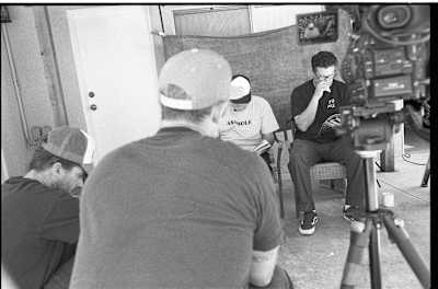 Two skateboarding legends look over Skateboarder Magazine during filming of the Original Skateboarder documentary.