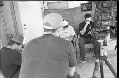 Two skateboarding legends look over Skateboarder Magazine during filming of the Original Skateboarder documentary.