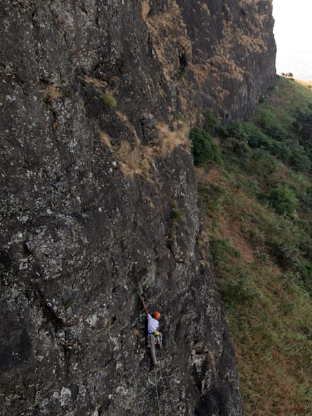 Tuhin Satarkar climbs up to the Dhodap fort in the Sahayadri mountain range.