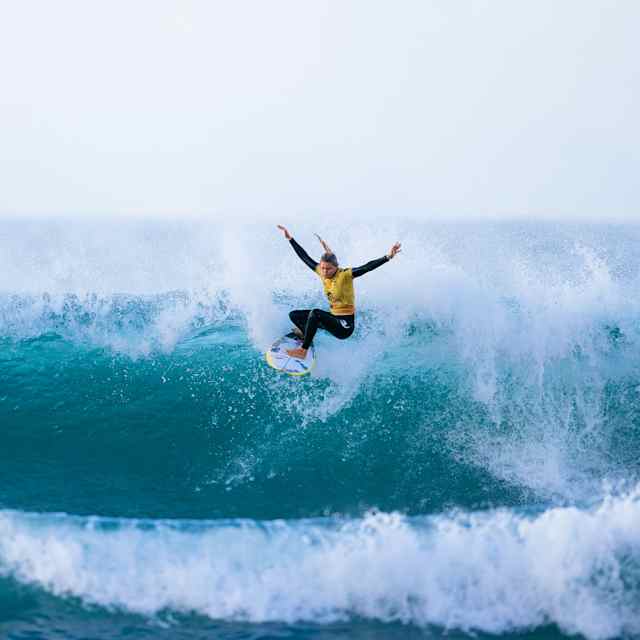 Molly Picklum of Australia surfs in Heat 1 of the Elimination Round at the Rip Curl Pro Bells Beach on March 27, 2024 at Bells Beach, Victoria, Australia.