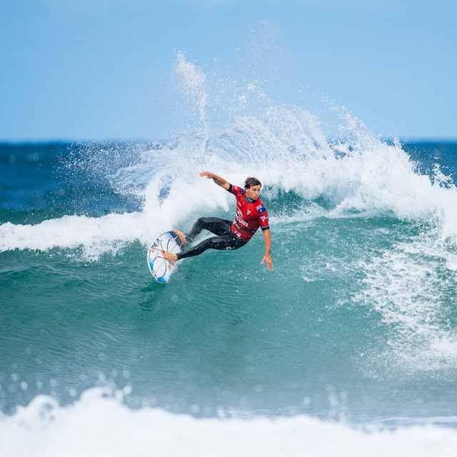 Jack Robinson of Australia surfs in Heat 1 of the Round of 32 at the Rip Curl Pro Bells Beach on March 27, 2024 at Bells Beach, Victoria, Australia.