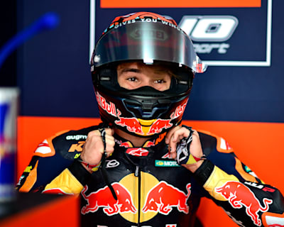  Turkish motorcycle racer Deniz Öncü before the Indonesian Moto3 race on 14 October, 2023