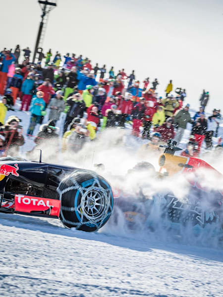 Max Verstappen performs a Formula One show run in Kitzbühel in the Austrian Alps to open the Hahnenkam Ski Festival.