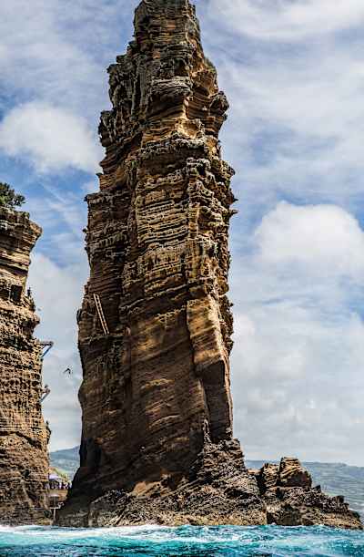 Orlando Duque dives from the 27 metre platform at Islet Franca do Campo during the third stop of the Red Bull Cliff Diving World Series, Sao Miguel, Azores, Portugal on July 9th 2016.